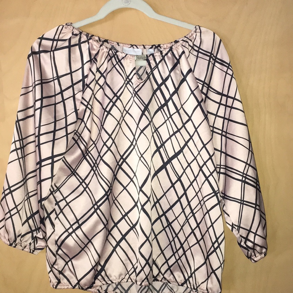 Pink and black New York and Co Blouse